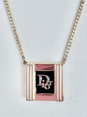 Dior Gold-Tone Oblique Pendant Necklace
